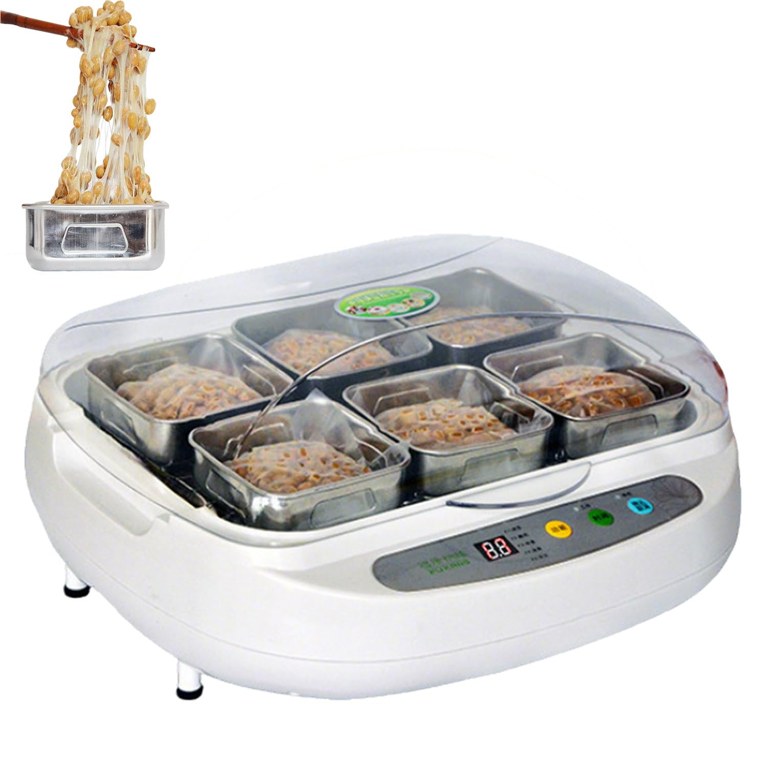 Natto- und Joghurtbereiter mit transparentem Deckel – DIY-Fermentiergerät mit intelligentem Bedienfeld und Einstellbarer Temperatur; ideal für Zuhause, Bars und Dessert-Shops