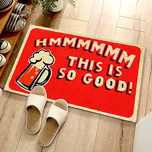 Image of Onlymat Beer Quote Printed Anti-Slip Doormat (Red) Rectangular Shaped Entryway Rug Natural Coir Material with PVC Backing for Outdoor Entrance Home Multipurpose Mats (75cm x 45cm)