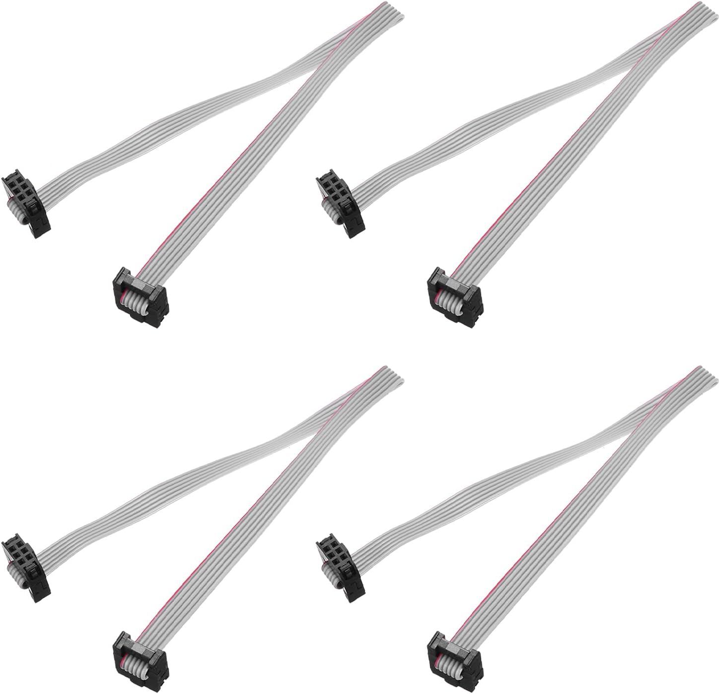 sourcing map 4 Pcs IDC Flat Ribbon Cable, 2mm Pitch 6mm Width 20cm Long 6 Pin FC to FC Flat Ribbon Connector Jumper Wire for PC, LED Displays