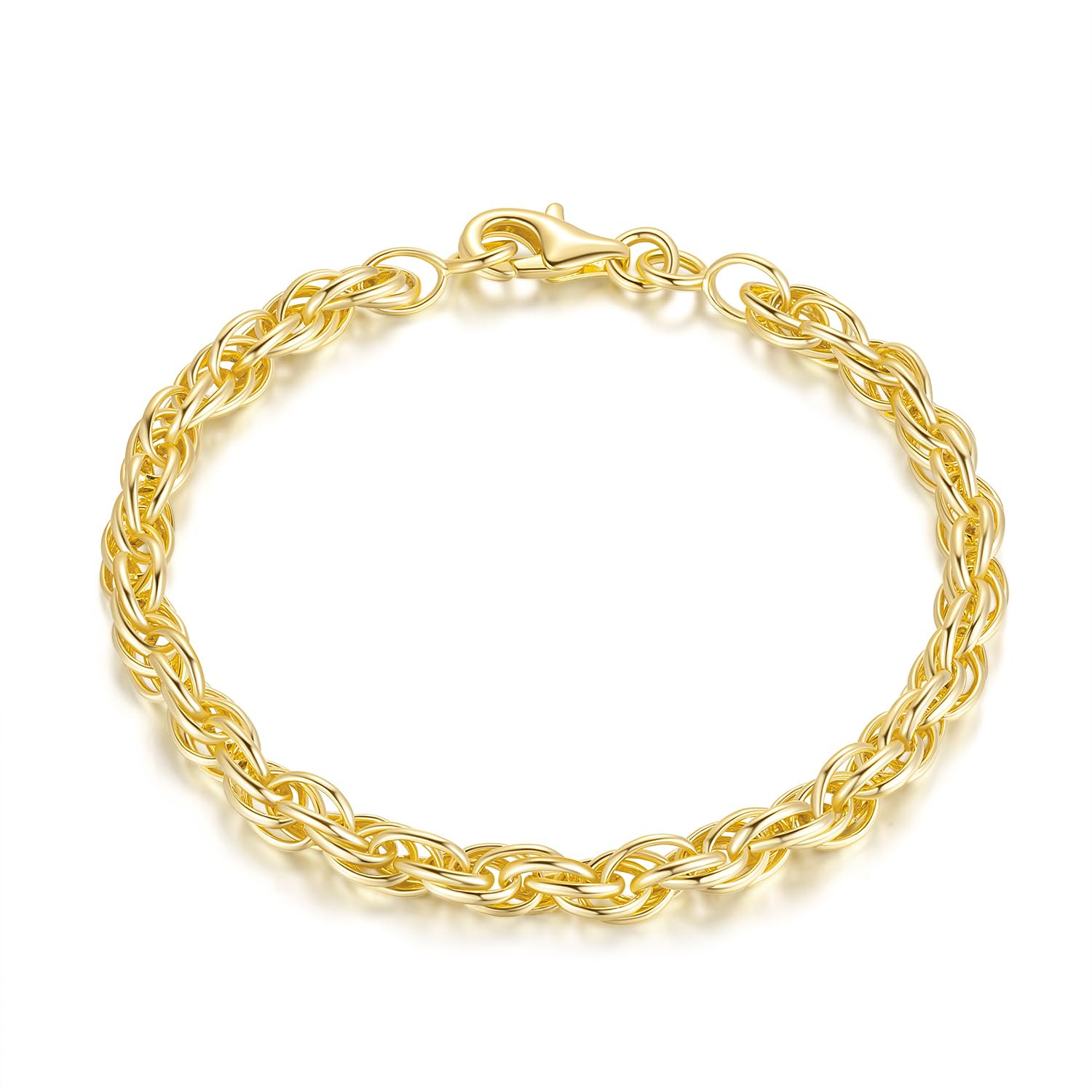 MELELIFE 14K Gold Bracelets for Men & Women Layer Rope Chain Bracelets 4.5mm Dainty Gold Bracelet Mens Bracelet Jewelry Presents 6.5-9in