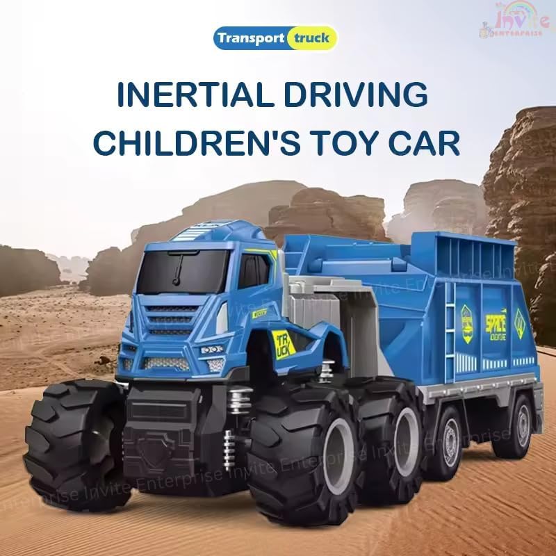 Image of 1:43 4WD Diecast Alloy Space Transport Trailer Truck Toys with Friction Powered Miniature Car Vehicle Toy for Kids, Boys and Girls 【2 Color Trucks = Sent Any 1 Truck】