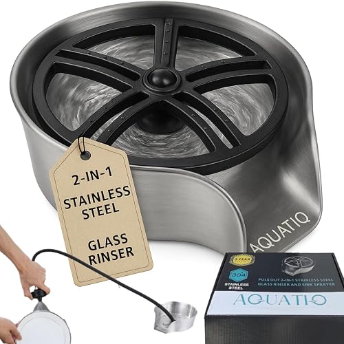 2 in1 Glass Rinser for Kitchen Sink, Stainless Steel Cup Cleaner