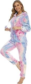 2025 - Mono con capucha para mujer, con cremallera impresa, camisón cómodo, pijama grueso, ropa de salón cálida, fiesta familiar, pijama de manga larga para mujer