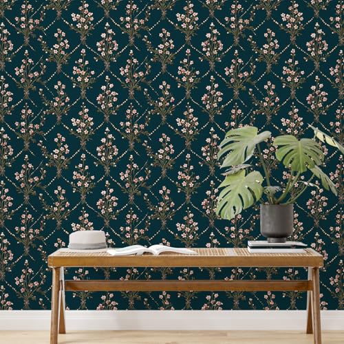 Image of PAPER PLANE DESIGN Vintage Floral Self Adhesive Wallpaper Peel & Stick, Waterproof, Stain-Proof & Self Adhesive Vinyl | Easy to Clean | 16 in X 90 in, Decor for Bedroom, Hallway, Living Room (E)