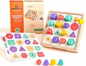 Curious Cub Montessori Shape Sorter & Colour Matching Peg Board | Educational Puzzle for 1, 2 Year Old Boys & Girls | Sensory Learning & Brain Development Toy