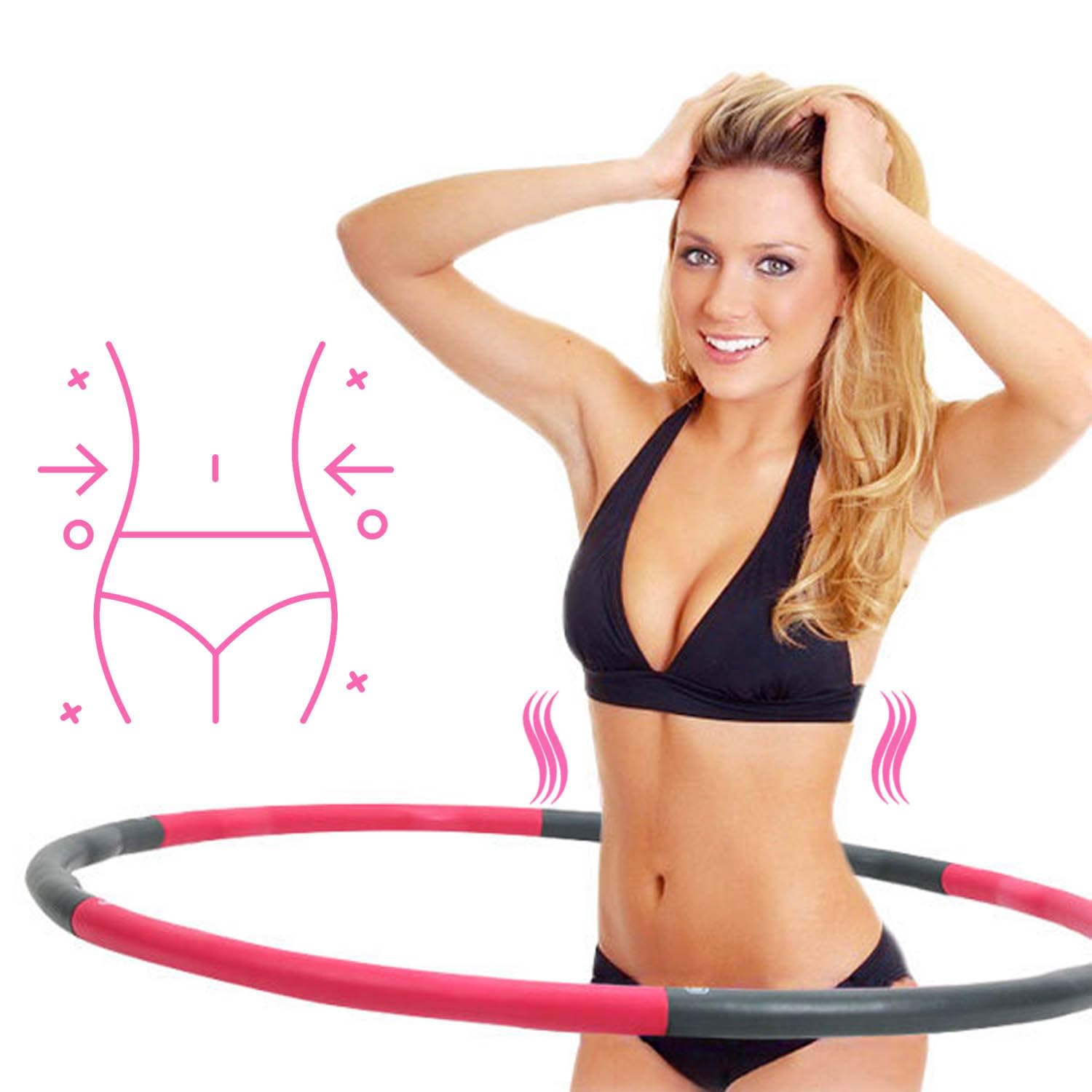1,8 kg, hula hop, dla dorosłych, do odchudzania, wzór fali, dla zaawansowanych, 6-częściowych i 100 cm, do domu, hoola hop, fitness