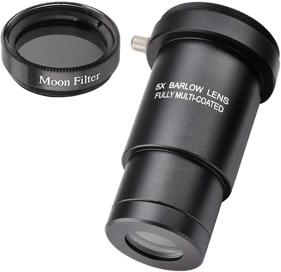 1.25-inch 5X Barlow Lens & Moon Filter Kit-for Telescope Eyepieces