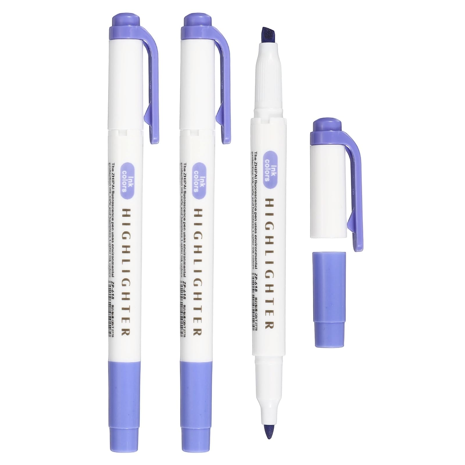 PATIKIL Highlighter Pen, 3 Pack Double Ended Highlighter Broad and Round Tips Marker Pens Studying Supplies for Office Home Daily Use, Deep Purple