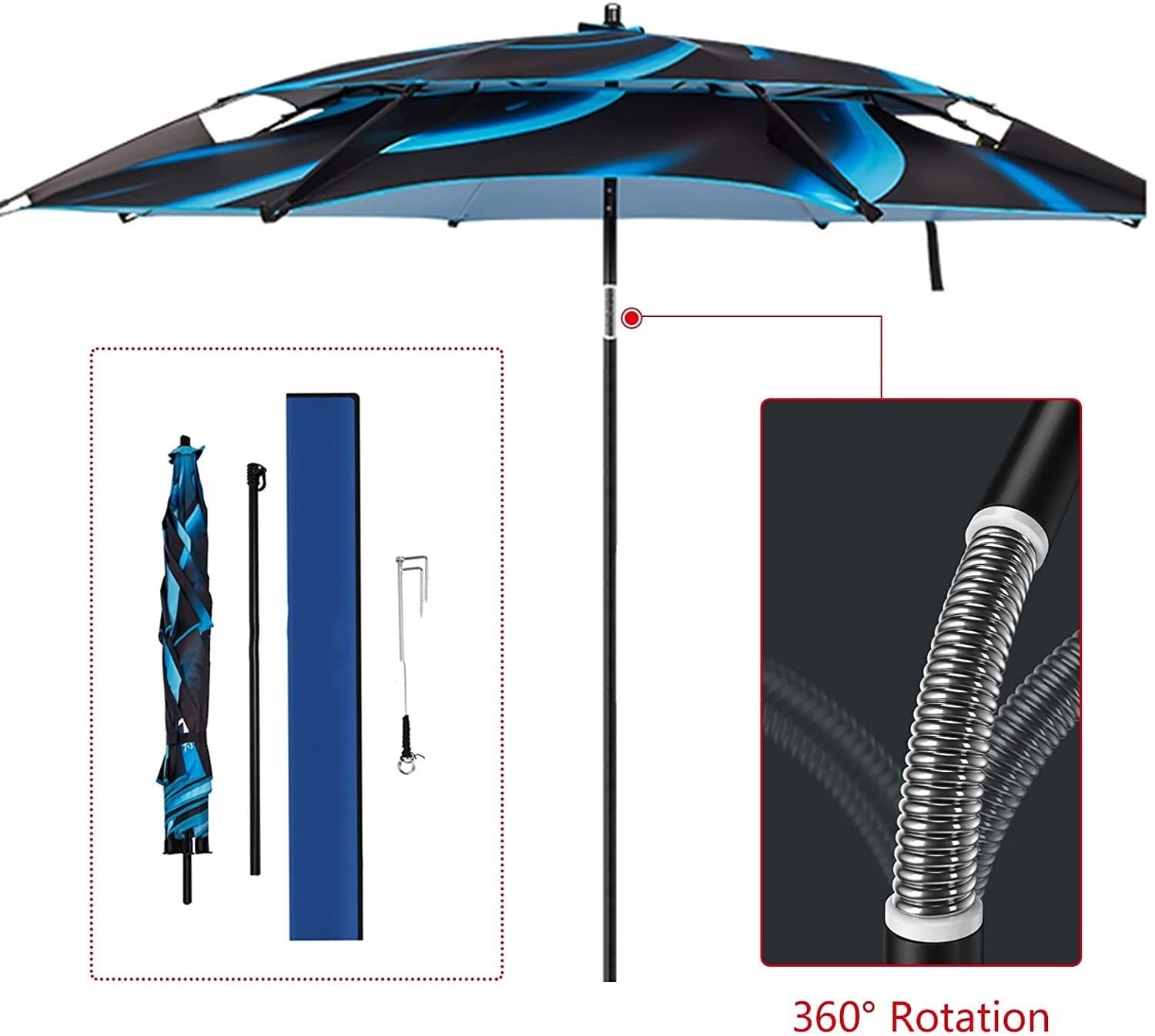 HXR parasol wędkarski Parasol parasolowy dla rybołówstwa na świeżym powietrzu parasole golfowe kempingowe kemping parasol wędkarski (Color : Blue, Size : 200cm/6.6ft)