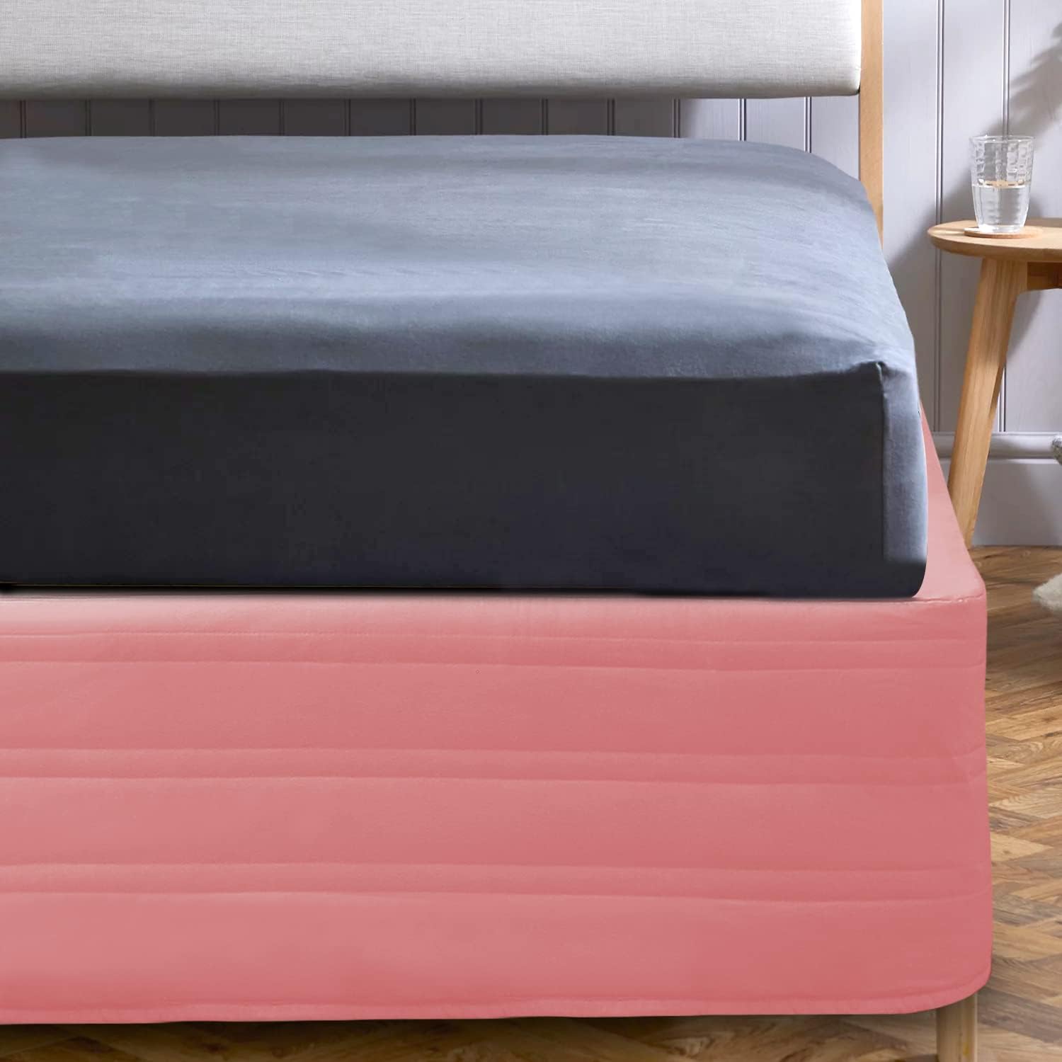 Queen Bed Skirt 14 Inch Drop,Quilted Bed Skirt with Blended