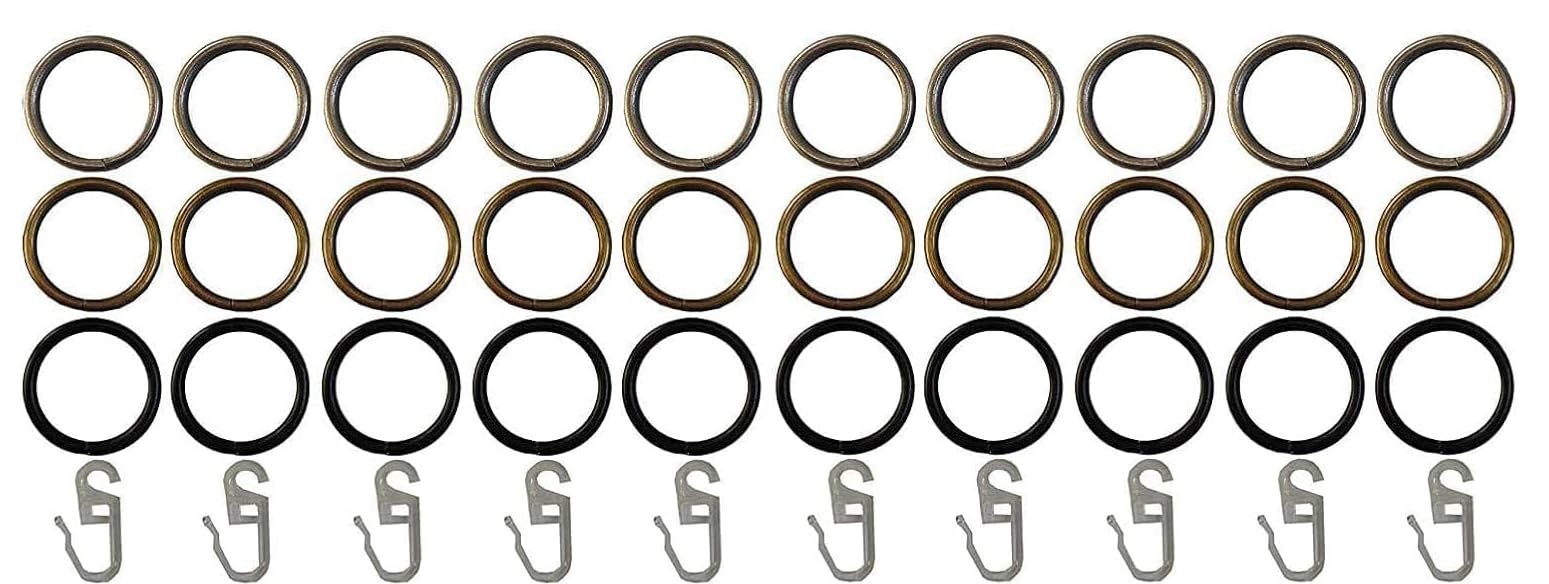 Garduna 100 Gardinenringe/Vorhangringe/Edelstahl-Optik/Messing-antik/schwarz (schwarz)