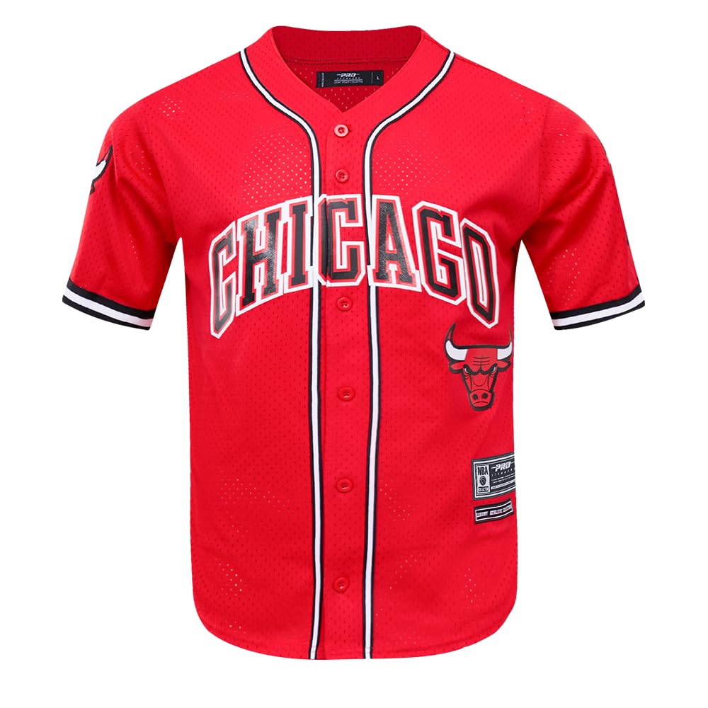 Pro Standard Mens NBA Chicago Bulls Mesh Button Down Mesh Top Red M