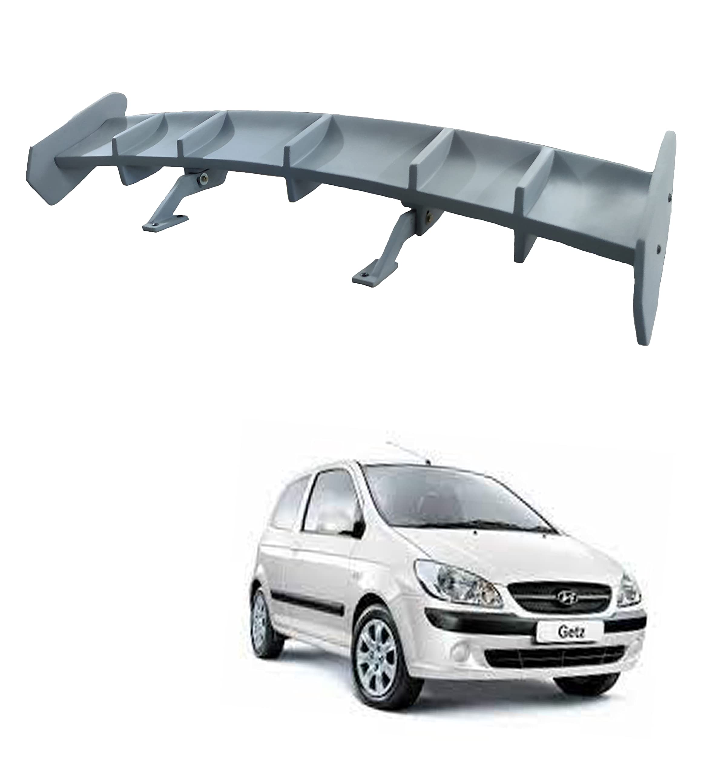 Back2Tracks - B2T AUTOMOTIVE® Car Spoiler Compatible with Hyundai Getz (Unpainted - Ps Grey color) Car Spoiler with Light Weight Fiber Reinforced Plastic (FRP) Drilling Required.