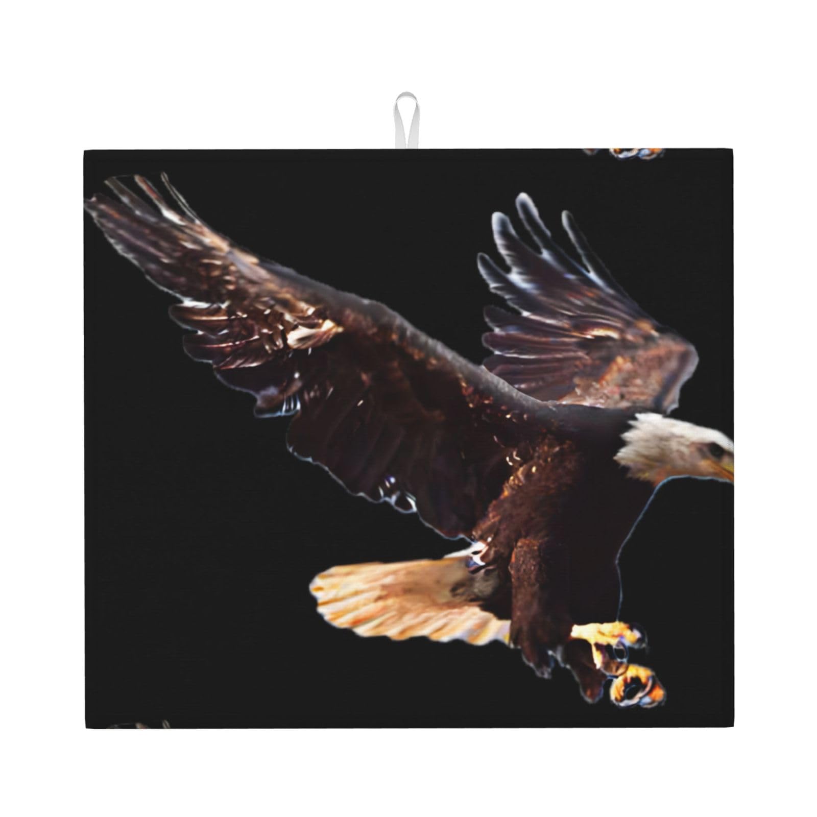 Yyhhaofa Black An Eagle Prints Kitchen Drying Mat – Absorbent Dish Throw For Countertops, Non-Slip Quick-Dry Layer With Stylish Prints