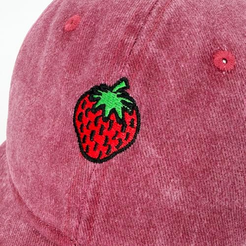 Gorra de béisbol bordada fresa unisex algodón ajustable miniatura 4