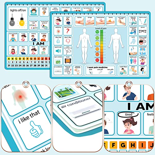 6 Pcs Communication Board for Nonverbal Adults Aphasia Colorful Picture Symbol Communication Cards for Patients Children(Blue) - Image 5