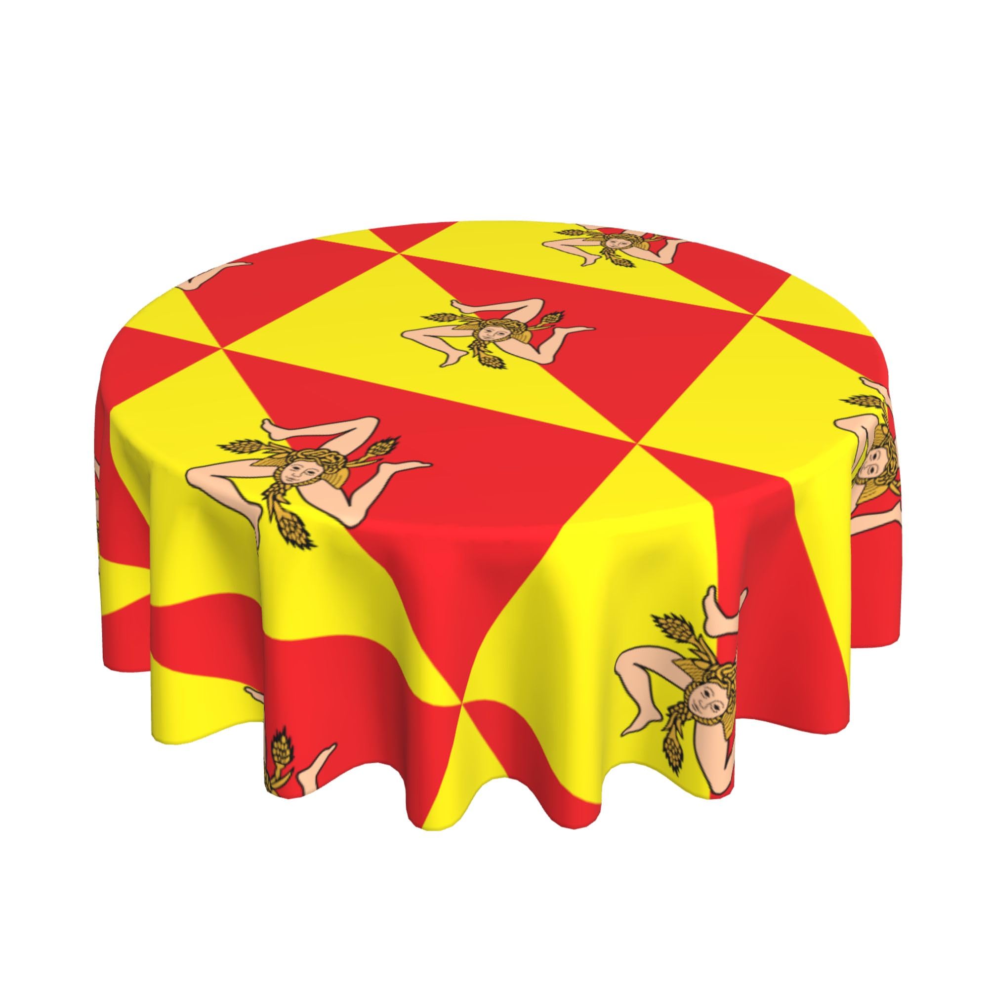 HLBSDM Sicilian Flag 60" Restaurant Circle Decor Tablecloth Festive Table Cover Round Art Desk Cloth