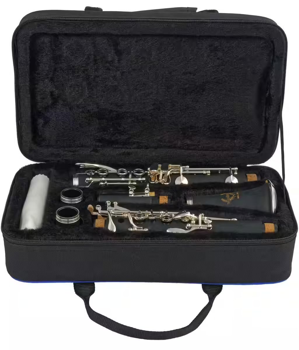 WOODBRASS WCL200 - Clarinete para principiantes (17 llaves, sistema Boehm Woodbrass, cuerpo ABS ligero, sonido claro, funda + accesorios incluidos, ideal para escuela y conservatorio)