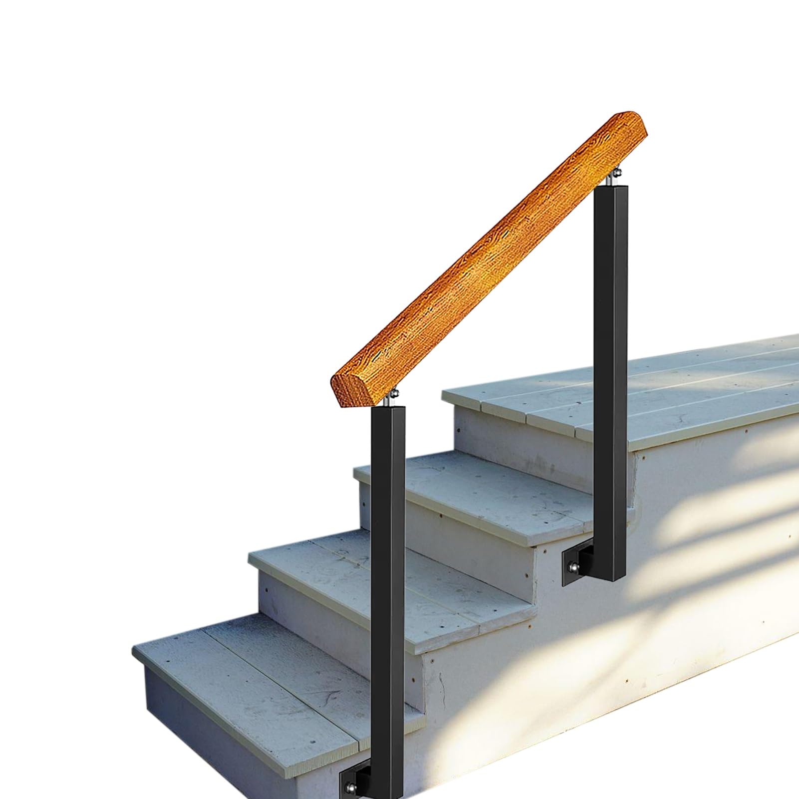 Amazon.co.jp: 屋外階段用木製手すり 側面取り付け階段手すり 錬鉄製