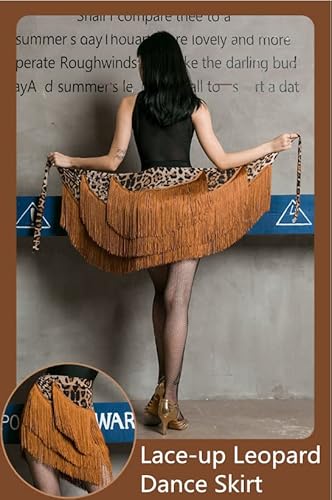 Women's Dance Skirts Ballroom Latin Dance Dress Tango Dance Skirt Apron Tassel Skirt Dance Practice Performance Hip Scarf (Leopard Print Style) #TOP1