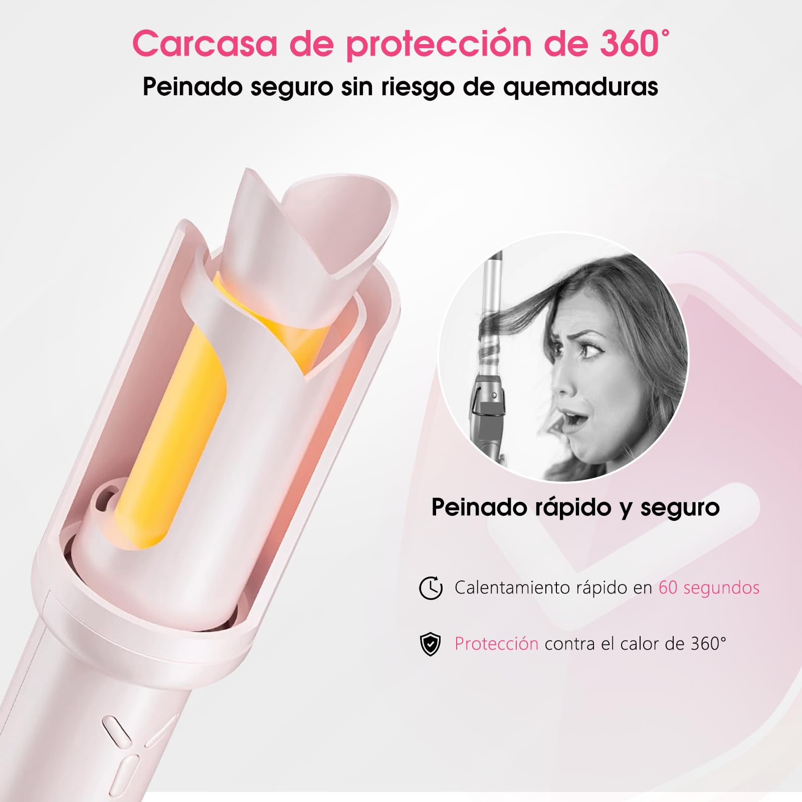 Rizador Automático Inalámbrico 32 mm 2x2600mAh USB Type-C 4 Temperatura 140-200°C 350g