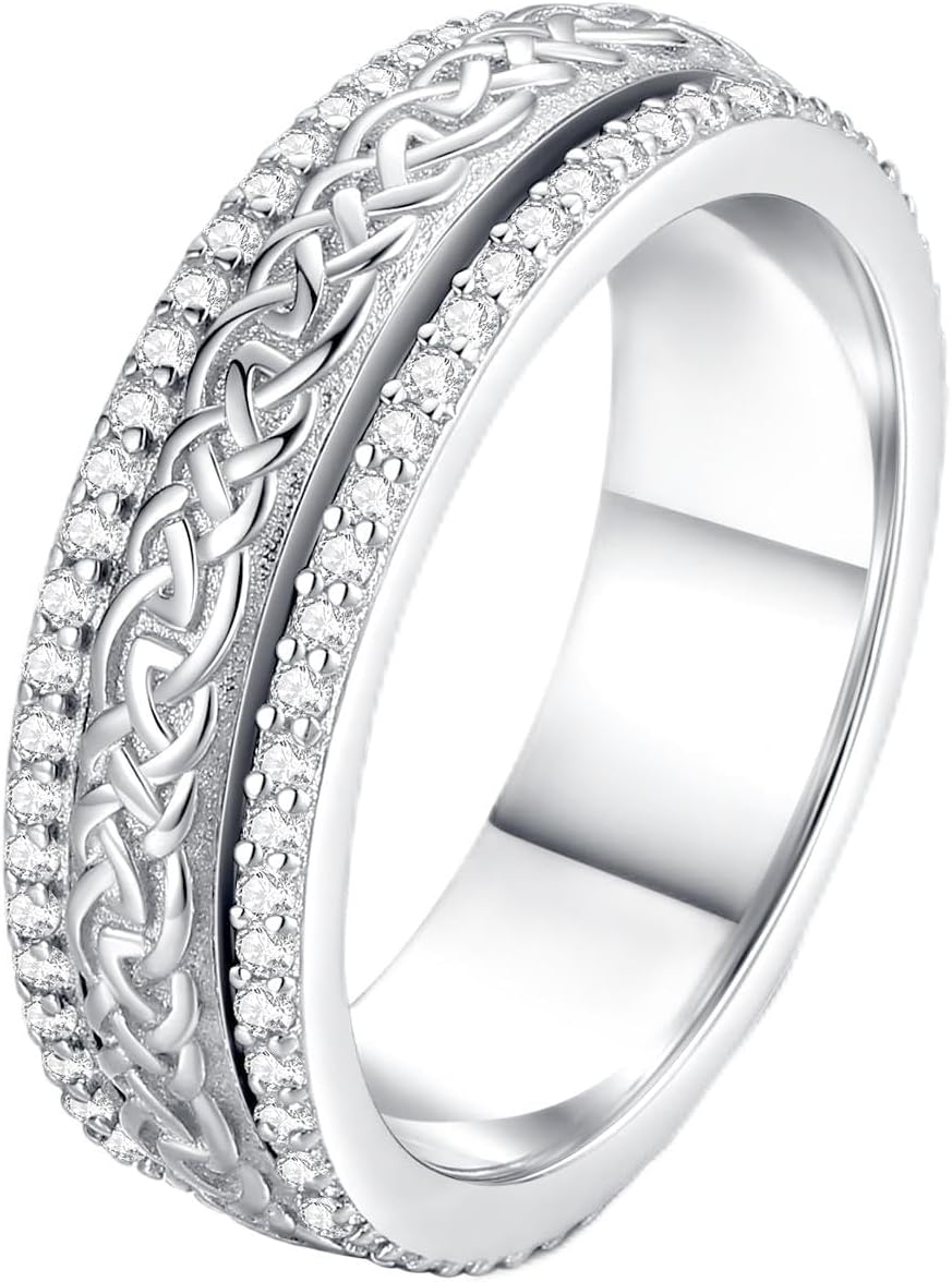 Anxiety Rings for Women Sterling Silver Spinner Fidget Rings for Anxiety Women