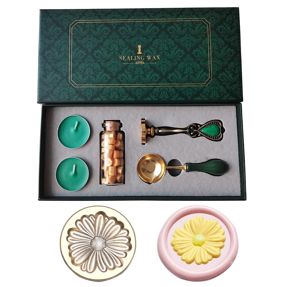 PORXFLY Wax Seal Stamp Set,Vintage Personalized European style Wax Seal Stamp Kit Gift Box Set for Wedding Invitations Letters,Wine Packages,Cards Envelopes