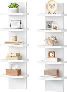 HOOBRO 5 Tier Wall Shelf Unit, 2 Pack Floating Shelves Wall Mounted, Wal...