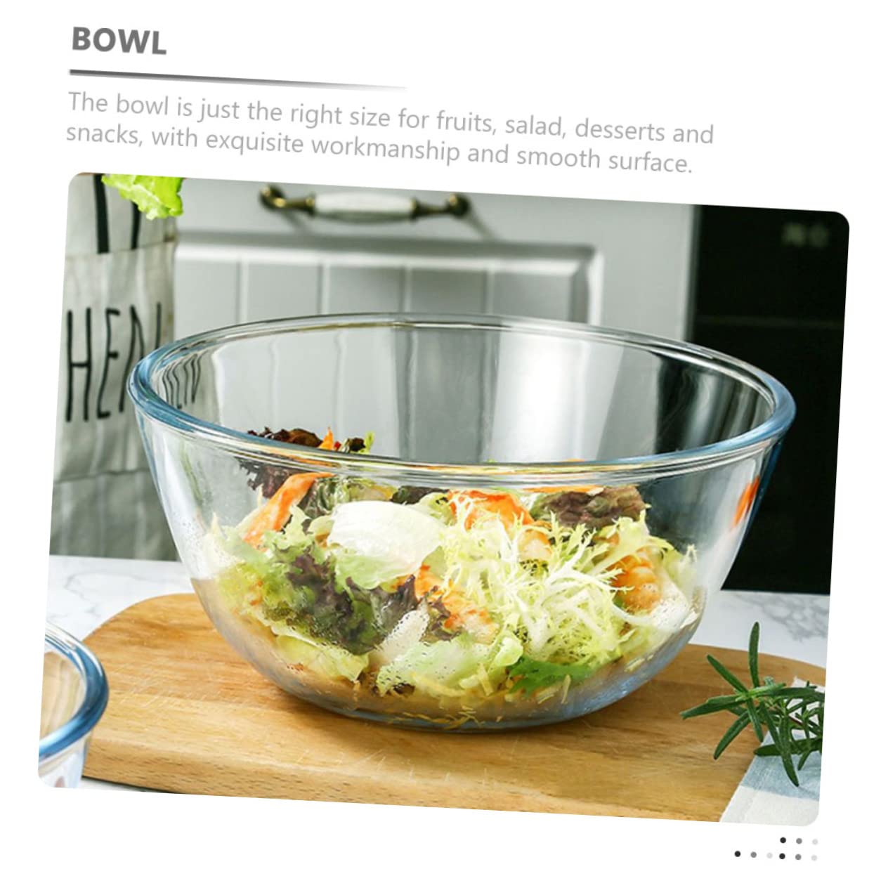 Große Glas Salatschüssel 2700ml Rund für Servieren und Haushalt | Durchsichtige Ausführung, Glatte Oberfläche, Angenehme Haptik, Langlebig für Alltag