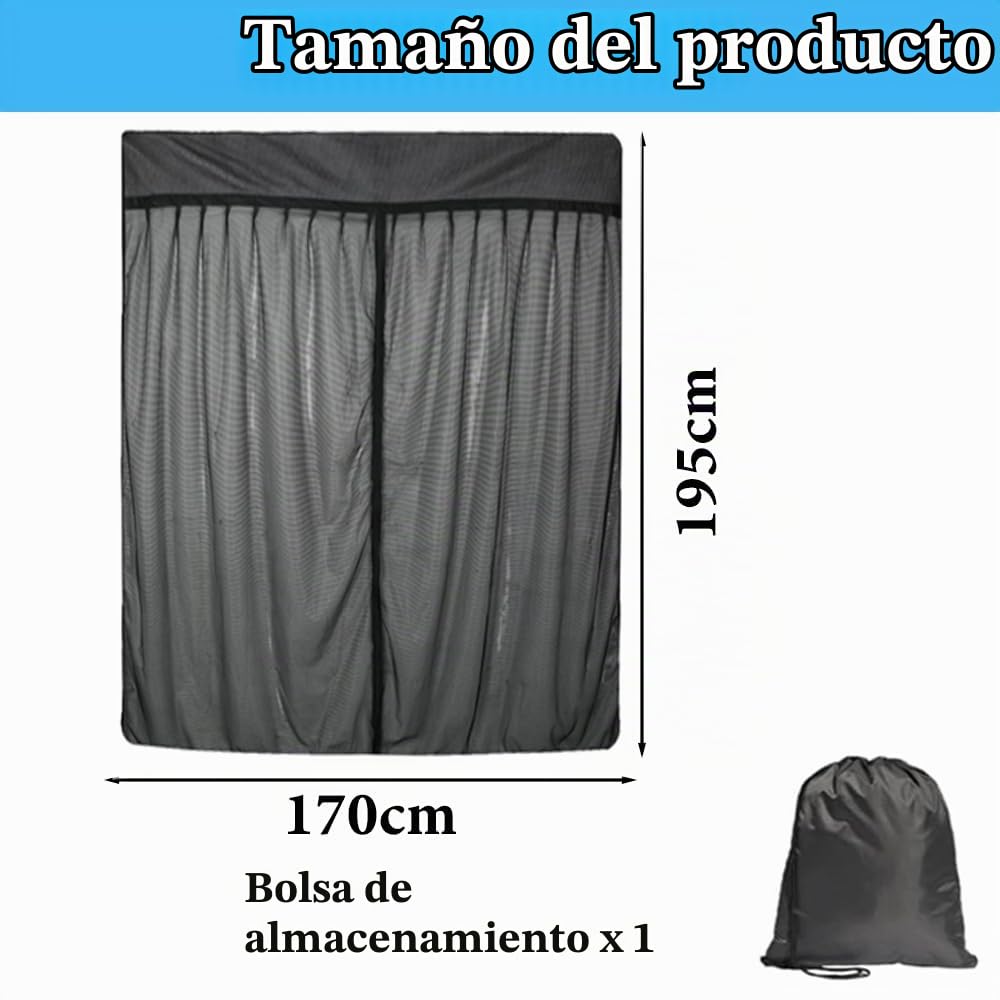 Mosquitera Furgoneta para Ducato/Peugeot Boxer/Citroen Relay 2006-2024, Puerta Trasera Mosquitera con Magnetismo, Protección Magnética Contra Insectos para Camping, 195x170cm