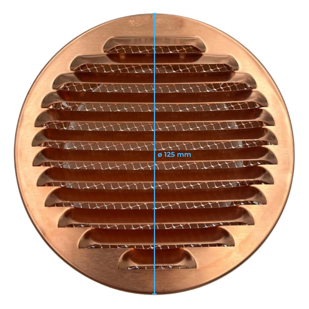 EINSIDE Griglia aerazione in rame con rete alta qualità, Griglia ventilazione con boccaglio attacco tondo, Rame ø 100 mm