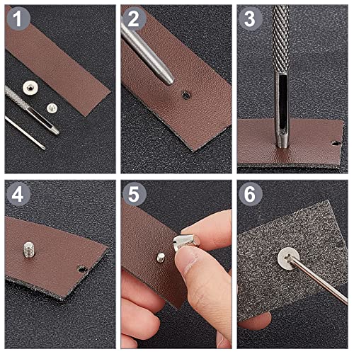 Image of GORGECRAFT 30 Sets 8mm Height Silver Barrel Riveted Spikes Studs Screw Back Rivets with Screwdriver Handbag Feet Punch Tool Flat Head Punk Studs Buckle Button Cap for Clothing Shoes Leather Craft