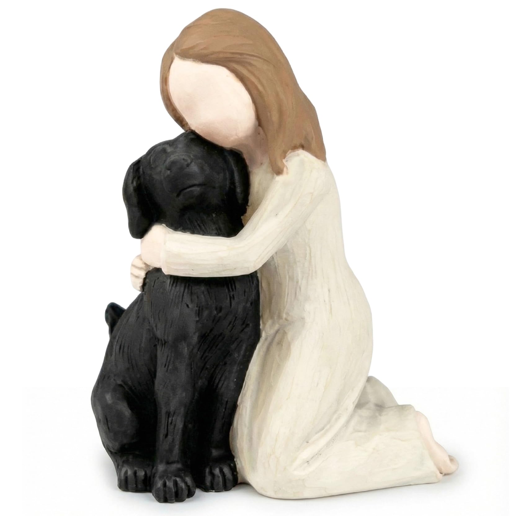 Striegro Dog Angel Figurine, Girl Hugging Dog Figurines, Hand-Painted Memorial Remembrance Statue, Angel Friendship Home Decor Resin Ornament..
