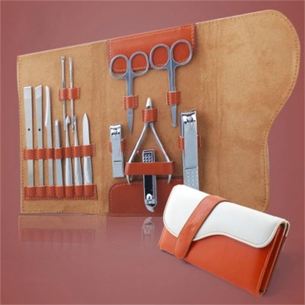 Ensemble de 15 Coupe-Ongles en Acier Inoxydable pour la Maison, Outil de Nettoyage Personnel, Pince à Ongles, Ensemble de pédicure, Bleu foncé (Orange)