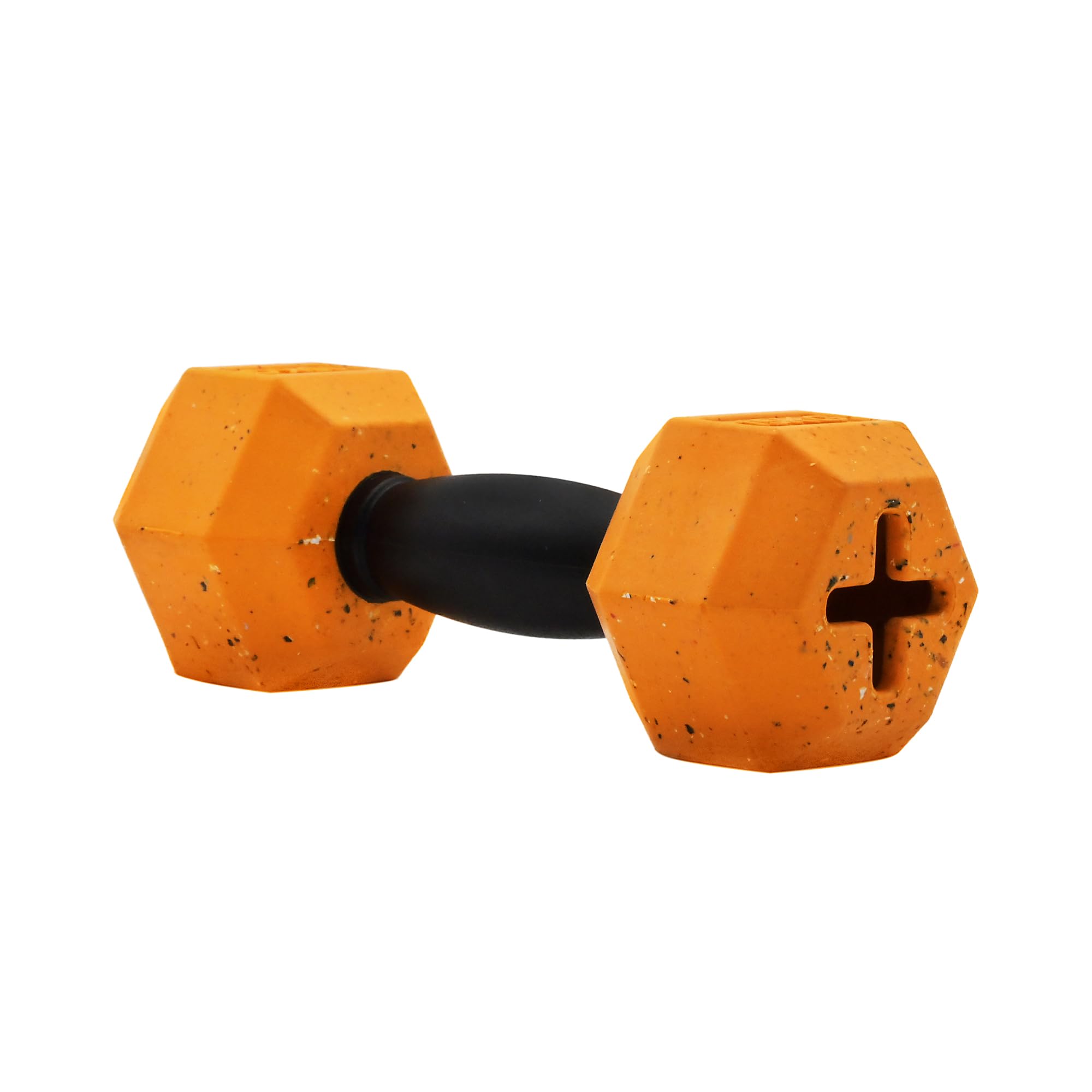 Arlee Home Fashions Nike Max Fusion Dumbbell Dog Chew Toy – Hi-Visibility Interactive Treat Dispenser, Tough Natural Rubber for Small Breeds, Made with Nike Grind, Orange, Small