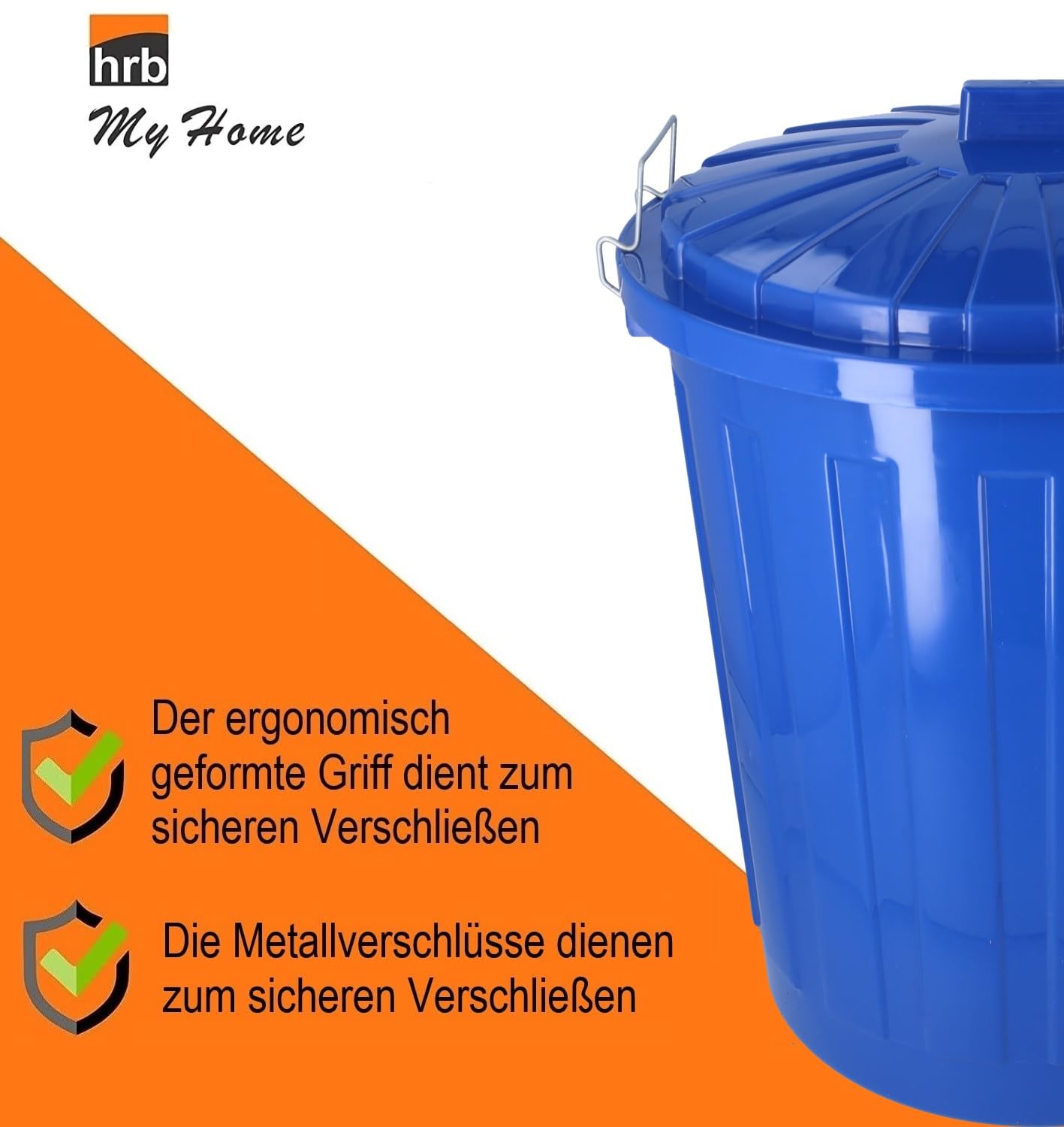 HRB Maxitonne 23 liter, ton van stevig hard plastic, afneembaar deksel