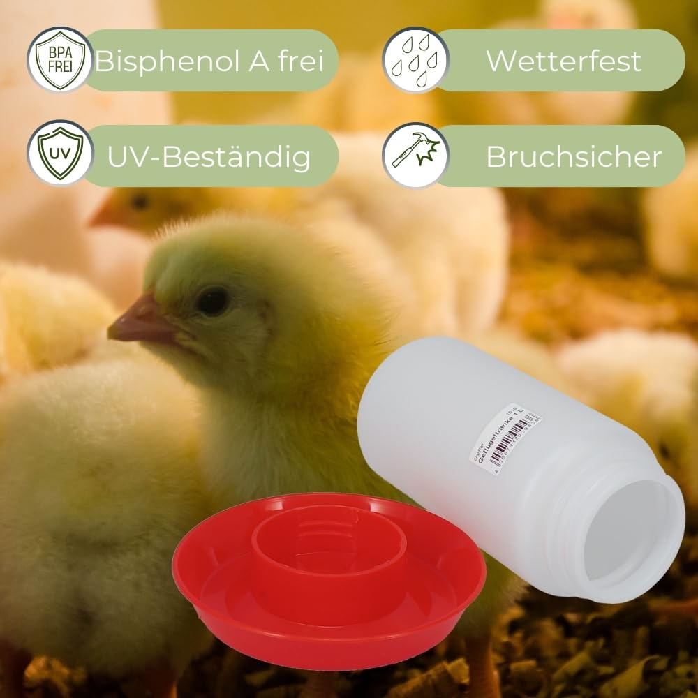 Horizont Hühnertränke 24 L – Automatische Geflügeltränke, Mit 3 Metallfüßen, Bruchfest, Für Hühner, Enten & Wachteln