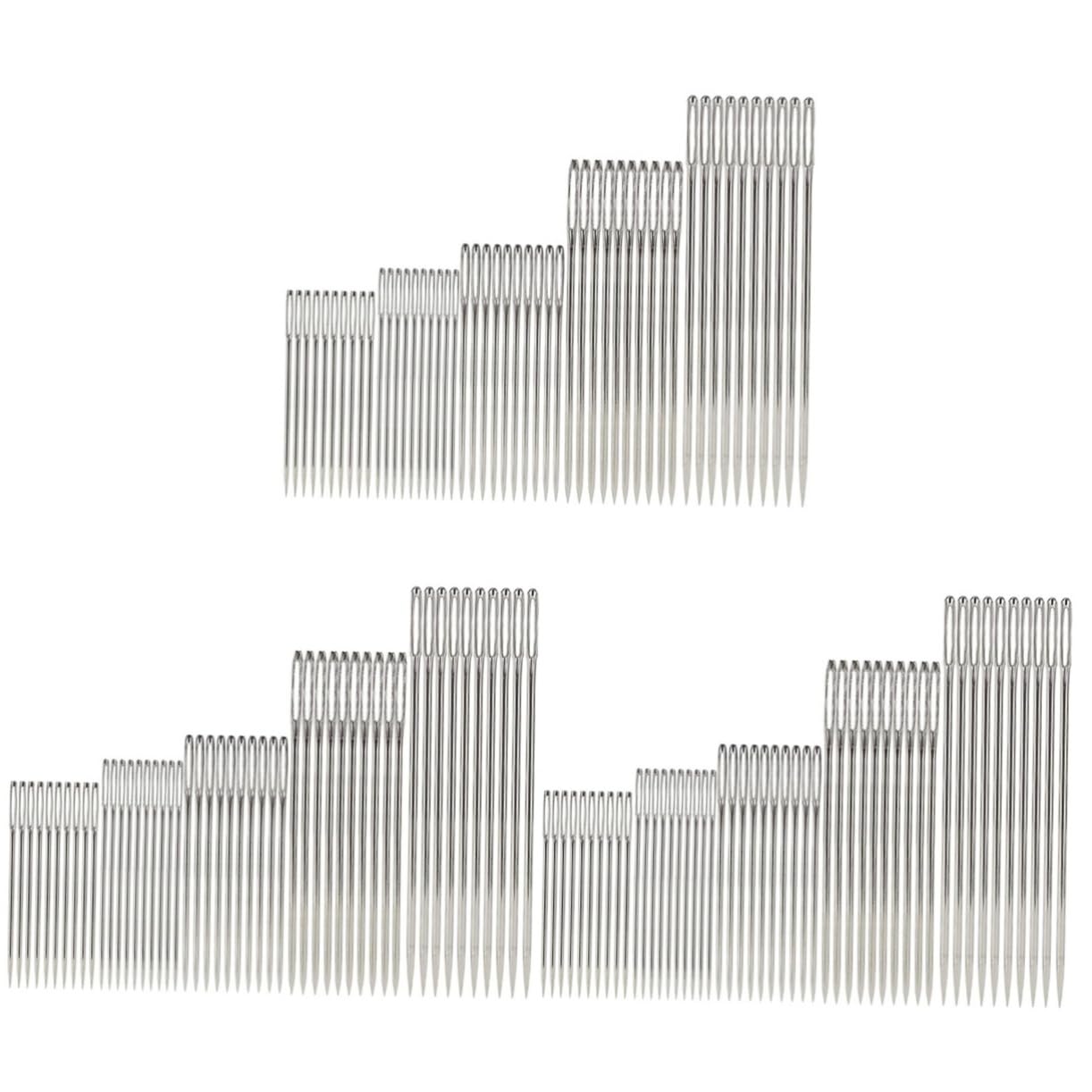 BEBEMOKO 15 Sets Large Eye Sewing Needles Knitting Needles Set 5 Different Sizes for Yarn Knitting Sewing Repair