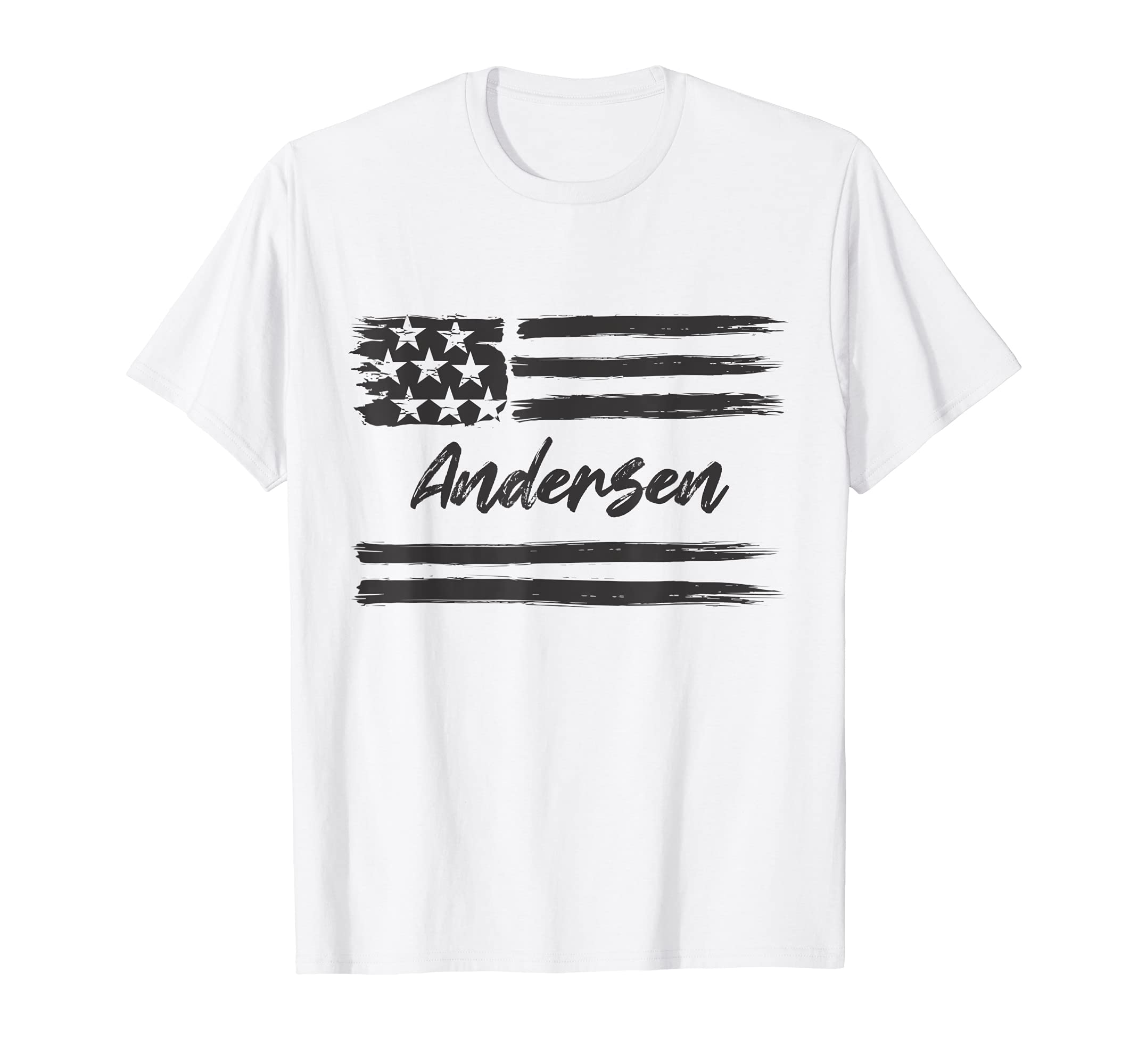 Andersen - Personalized Name, Stars and Stripes, USA Flag T-Shirt, White