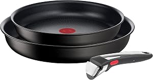 Tefal Ingenio Unlimited On – Juego de 2 Sartenes 22/26 cm + Mango extraíble, Apto inducción, antiadherentes, revestimiento titanio, Thermo-signal, apto lavavajillas y horno