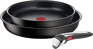 Tefal Ingenio Unlimited On - Juego de 2 Sartenes 22/26 cm + Mango extraíble, Apto inducción, antiadherentes, revestimiento titanio, Thermo-signal, apto lavavajillas y horno