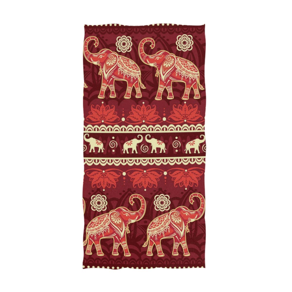 ALAZA African Elephants with Lotus Ultra Soft Hand Towel Wash Cloths for Bath, Hotel, Gym, Spa, Beach and Exercise(16