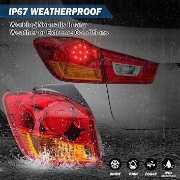 Outer Tail Light Assembly Compatible With 2011-2019 Mitsubishi Outlander Sport ASX Models Left Driver Side Halogen Tail Lamp Brake Light Replace 8330A689 MI2804105,w/o Bulbs (Left)