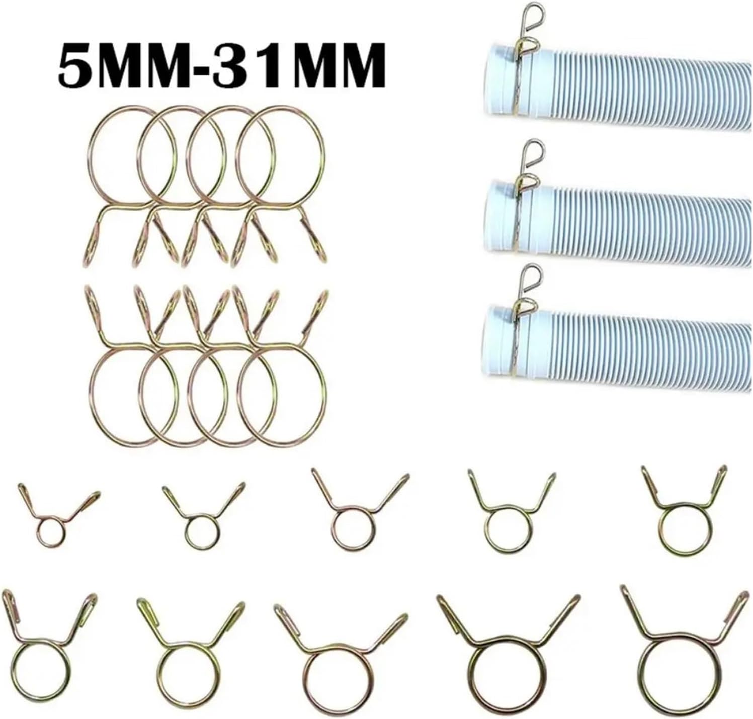 Clamp Assortment Kit, 10Pcs 5-31MM Hose Clamps Adjustable Hose Clamps Spring Clamp Assembly Set Hardware(M14)