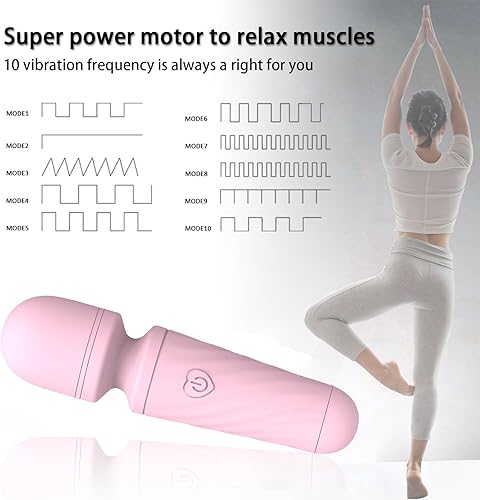 Miniatura 5 de Mini masajeador con 10 modos de vibración silenciosos, masajeador personal inalámbrico para cuello, hombro, espalda y cuerpo (rosa)