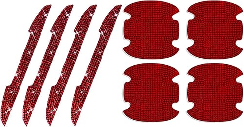Miniatura 7 de deemars 8 calcomanías protectoras para manija de puerta de automóvil con diamantes de imitación brillantes, accesorios universales para automóvil