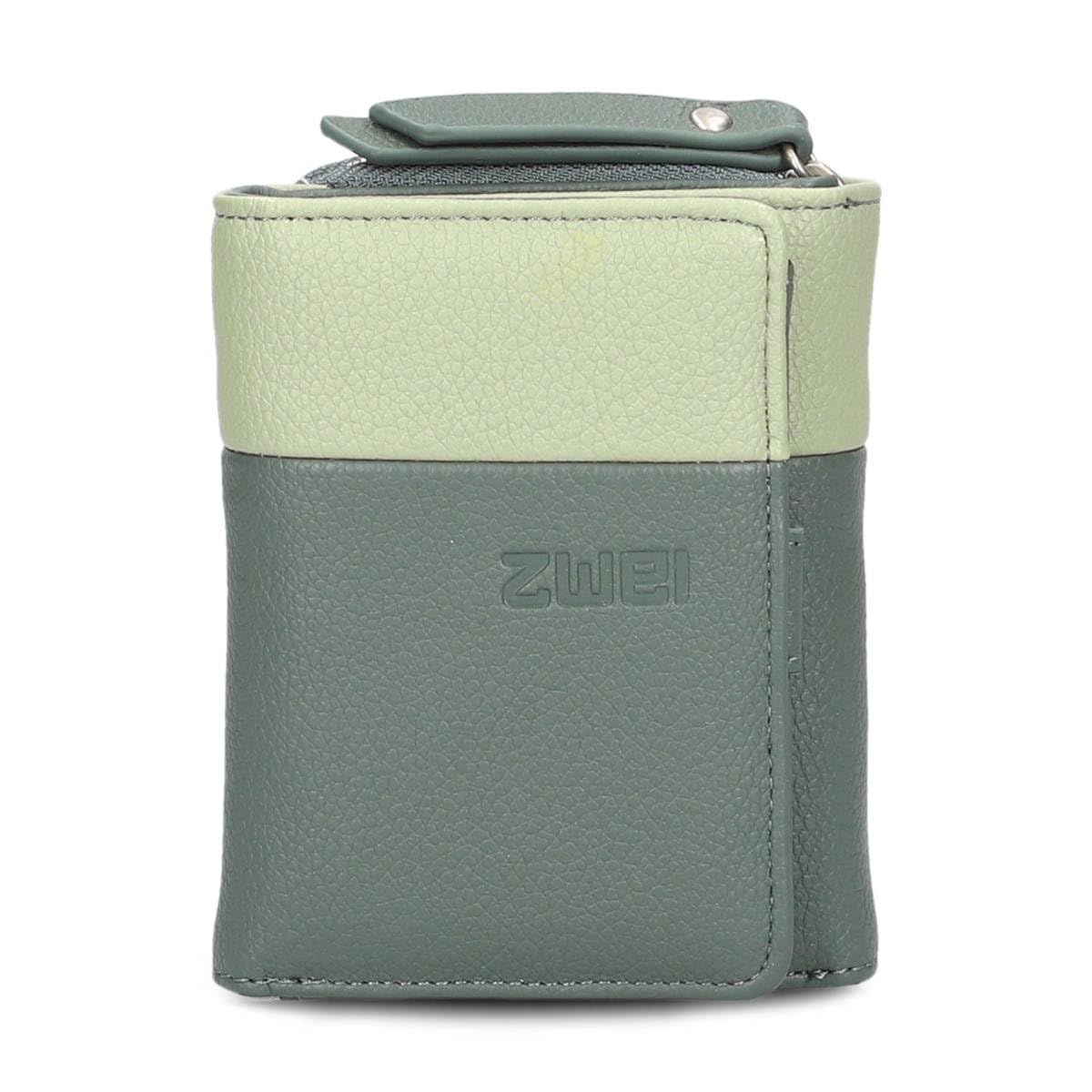 Zwei Damen Portemonnaie Eva EVW15 kompakte Geldbörse, 6 Kartenfächer, ein Scheinfach, ein Sichtfach, Münzfach außen, Fach für Einkaufswagenmünze, moderner und eleganter Geldbeutel (Eucalyptus)