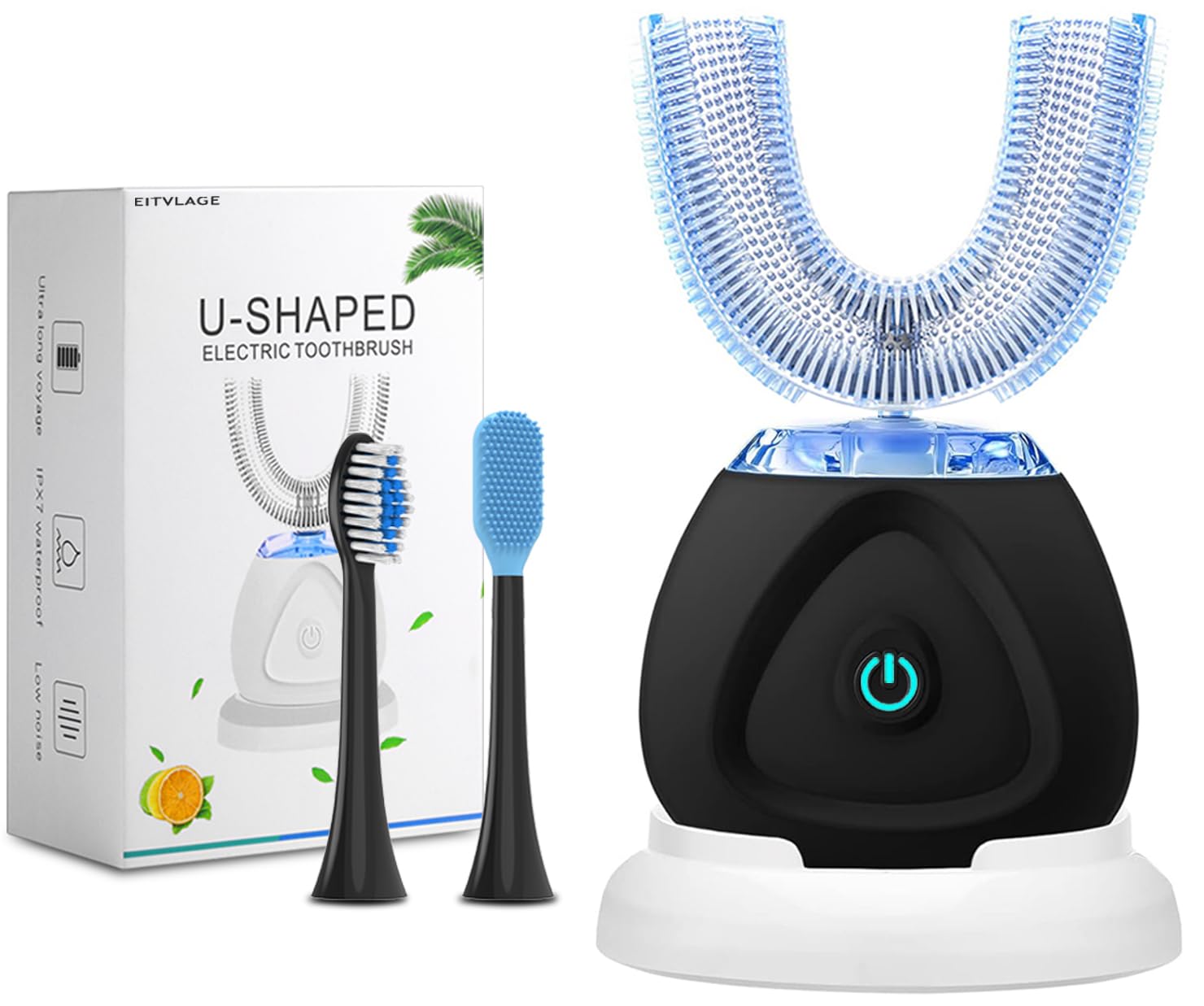 Electric Toothbrush, Automatic Toothbrushes Auto Tooth Brush, Teeth whitening Brush with Timer & Wireless Charging 360° Electric Toothbrush for Adult (Black)