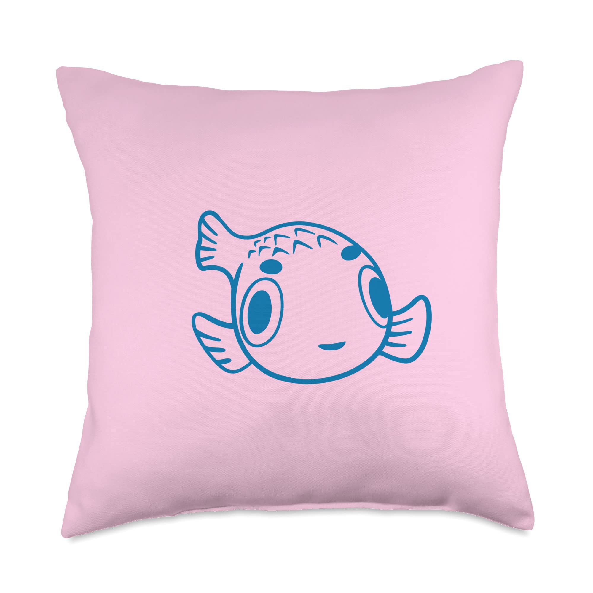 Minimal Puffer fish. Stylized art for bubblefish fans Throw Pillow