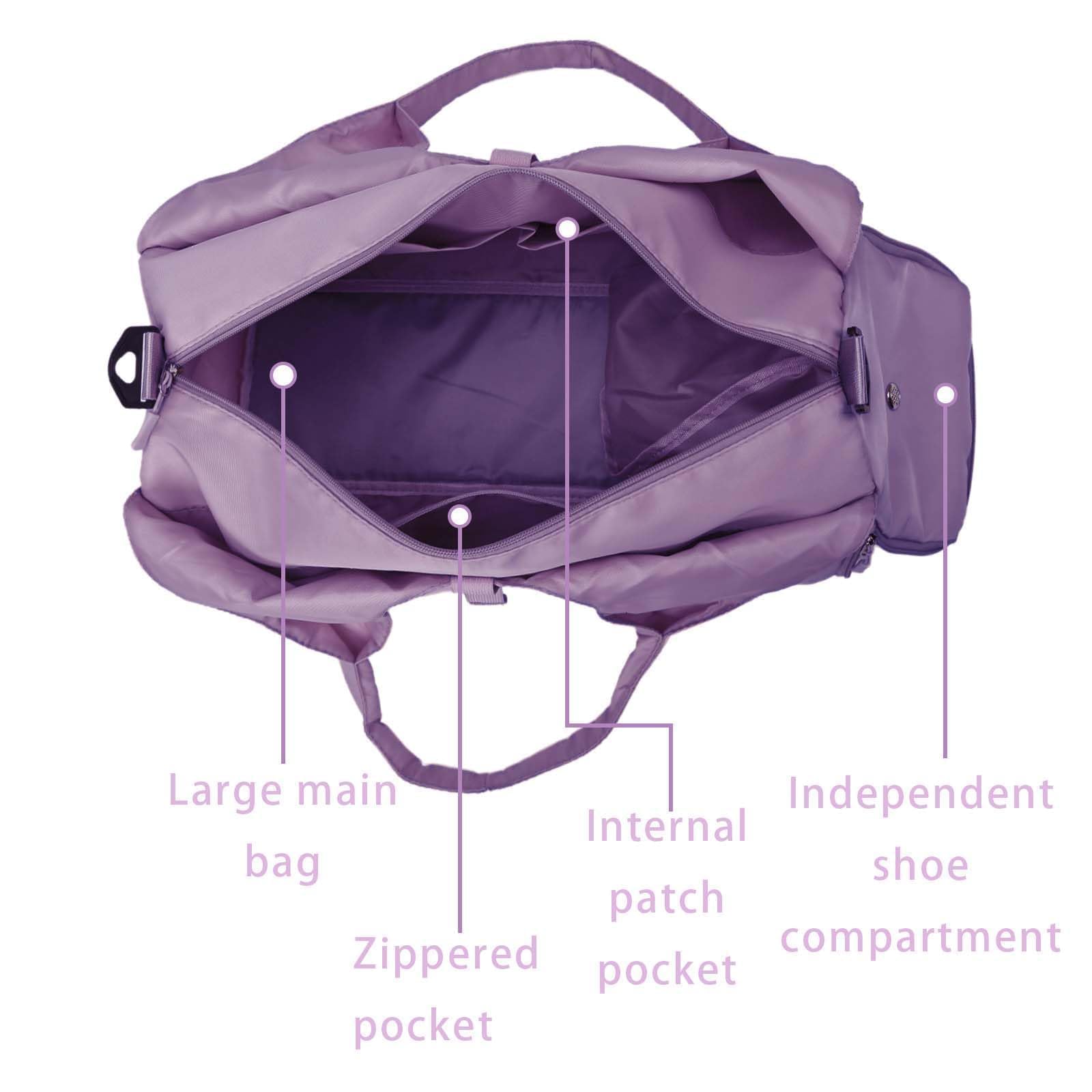 Sac de yoga pour femme - Grand sac de transport pour l'entraînement et la danse - Sac de sport pour femme - Avec support de tapis de yoga caché et compartiment à chaussures - Convient pour le